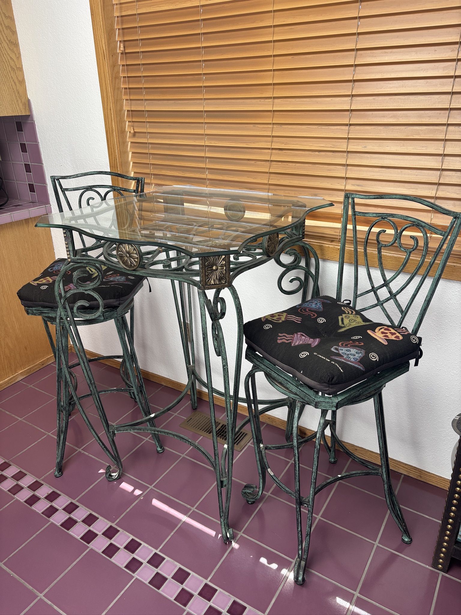 Wrought Iron Glass Bistro Bar set