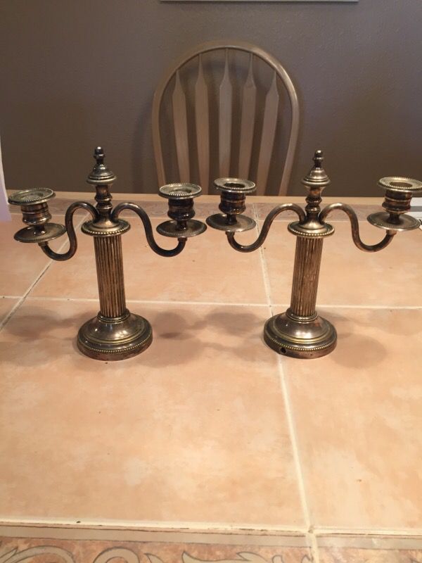 Vintage silver 2 light candelabra candlesticks made in France with makers mark