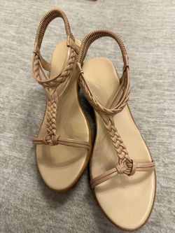 Nude Braided Strap Flat Sandals