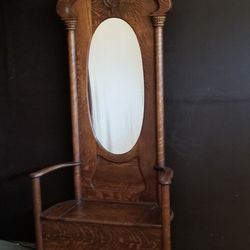 Beautifully Crafted Mirror Antique Hall Entryway Bench Chest 
