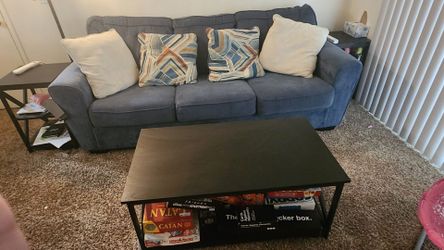 Pull-Out Sleeper Couch + Coffee Table + 2 Side Tables