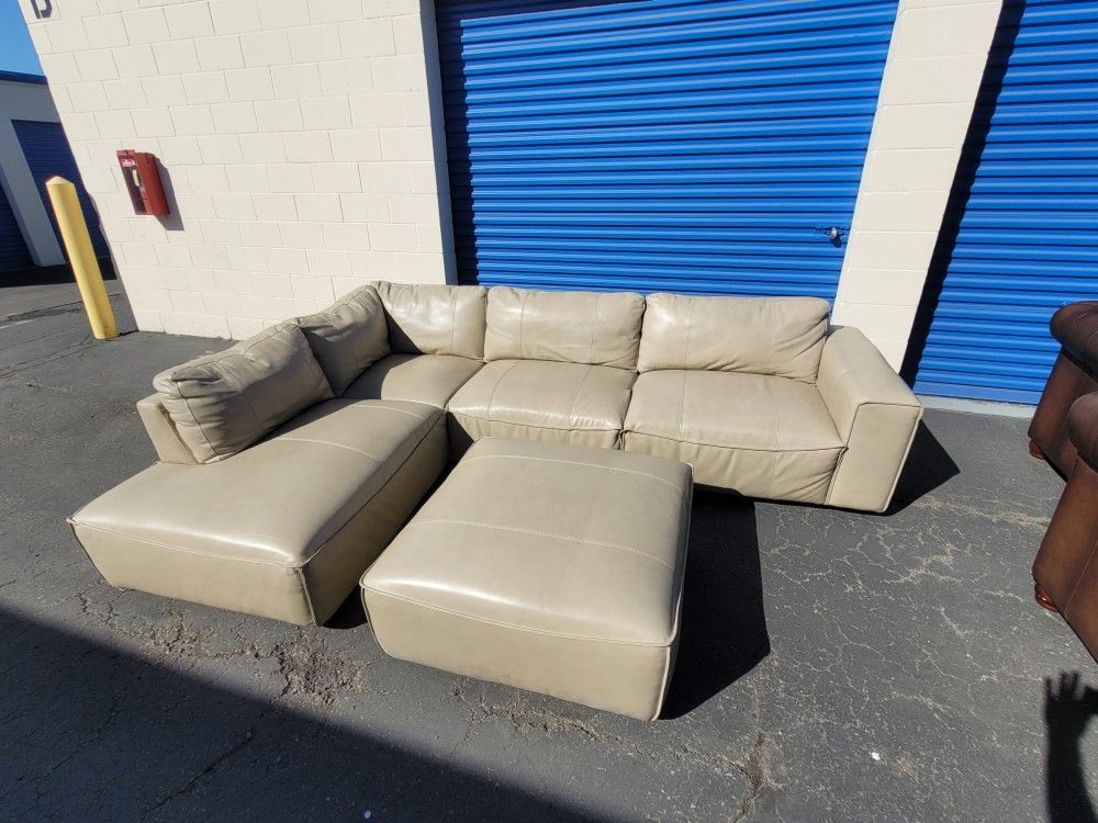 McCallis Leather Chaise Sectional