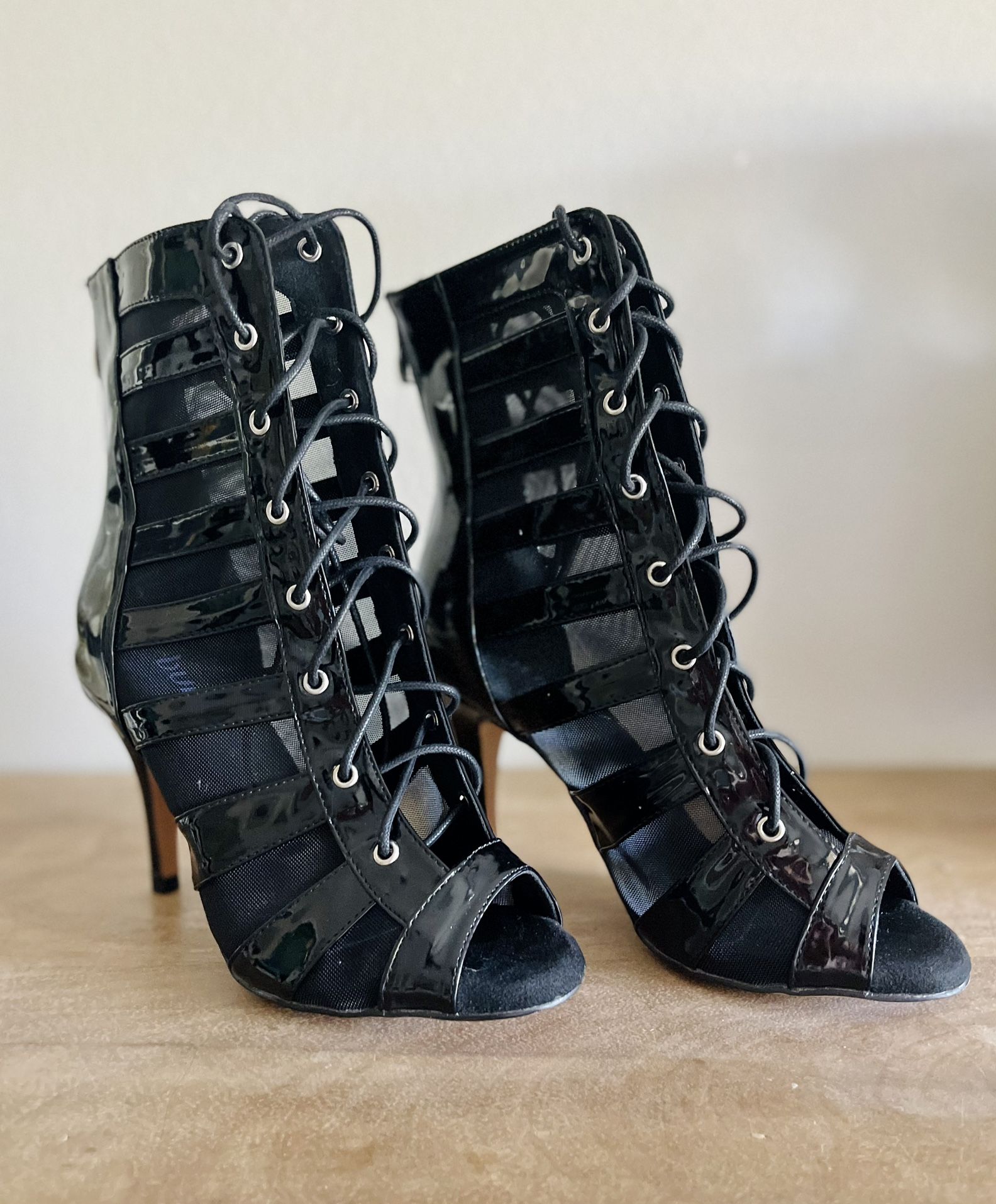 Burju Black Mesh Ankle Boot size 7