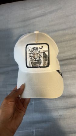 White Tiger Trucker Hat - Embroidered Patch