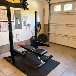 Rogue Monster Lite Rack w Spotter Arms + bench