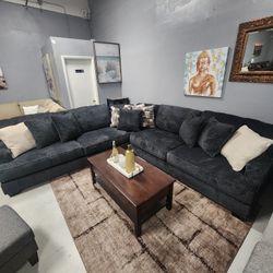 Large Drk Grey Soft Sectional 