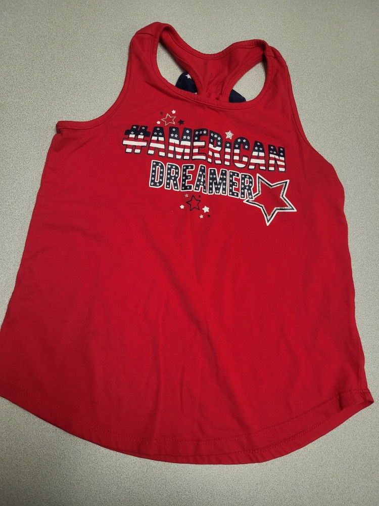 Girls 10-12 AMERICAN DREAM patriotic red,white,blue red tank, Lot Y