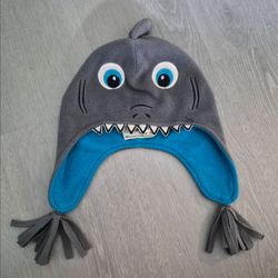 Children's Place Shark Fleece Winter Hat Toddler 2-4 Years Blue Gray
