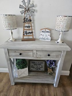 White Washed Grey Entryway/Console Table