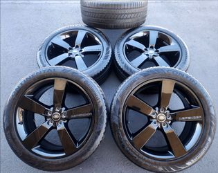 22" Land Rover Defender Gloss Black OEM Wheels And Tires