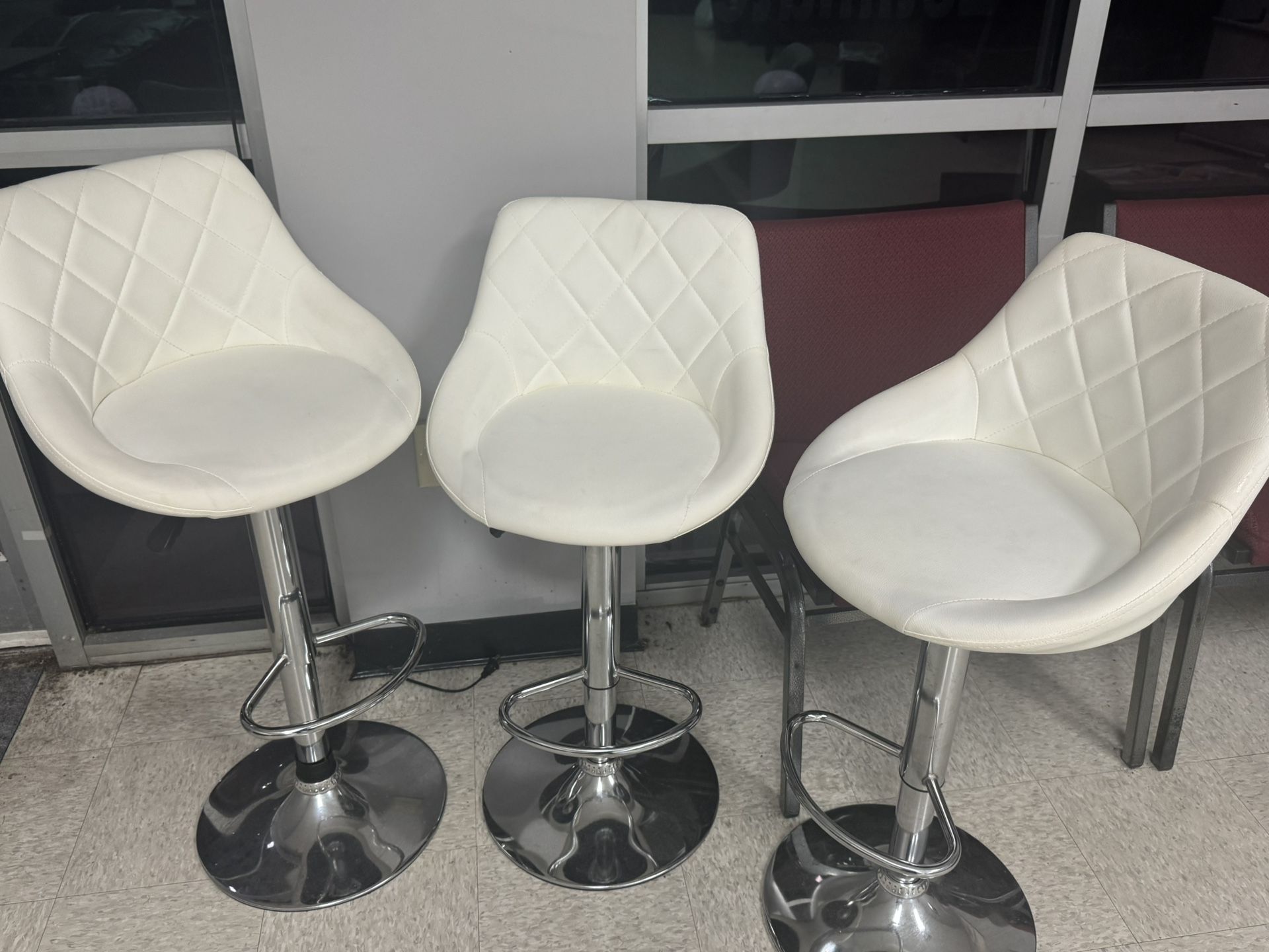 3 White Bar Stools $75