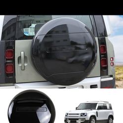 Spare Tire Cover Compatible with 2020-2025 Land Rover Defender 90 110 130 Spare Tyre Wheel Protector Glossy Black ABS Plastic Exterior Accessories