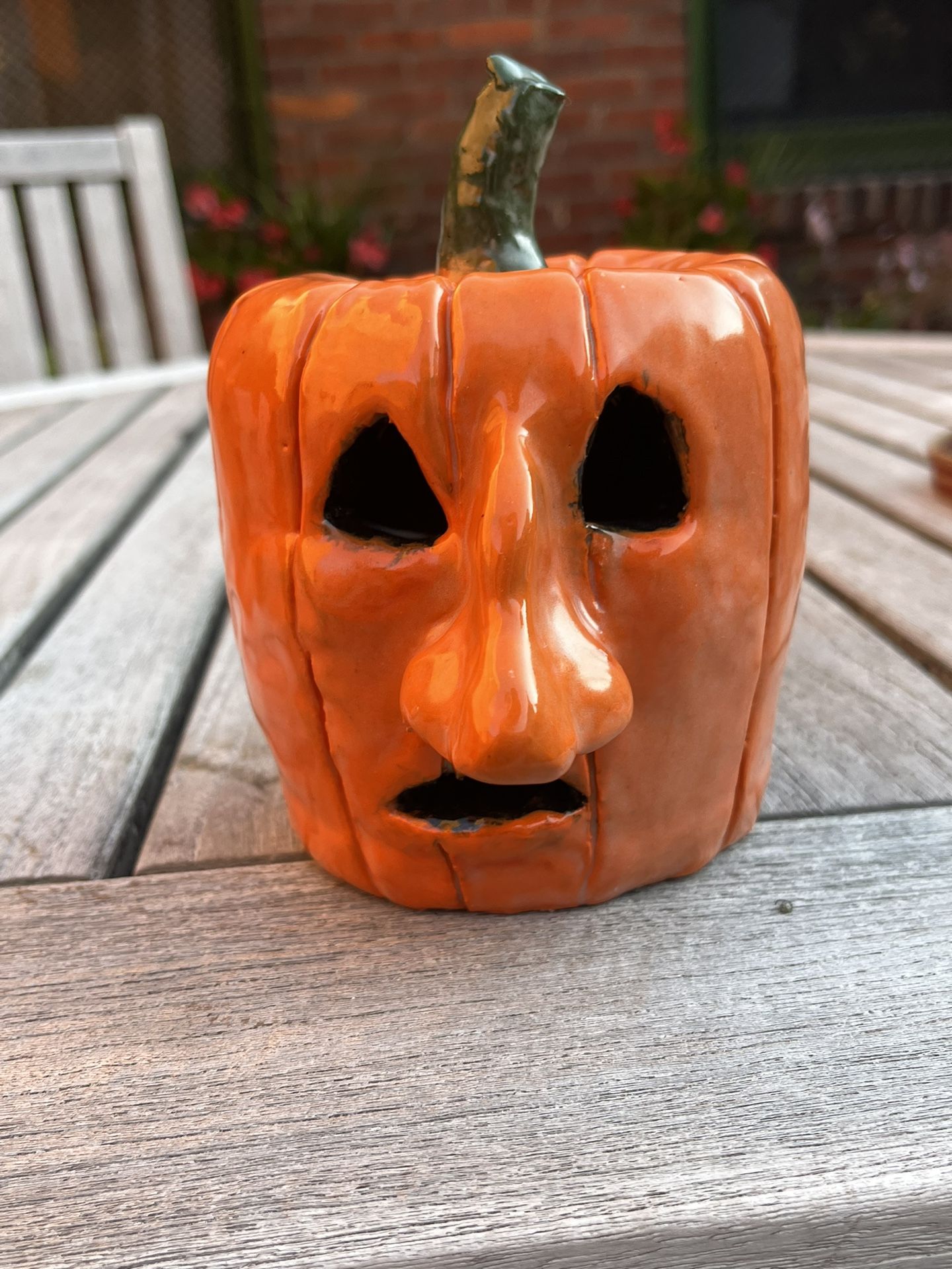 Vintage Halloween Face Pumpkin JOL Ceramic Sculpture