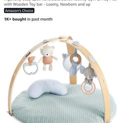 Ingenuity Cozy Spot Reversible Duvet Activity Gym & Play Mat with Wooden Toy bar