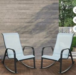 Grand Patio Modern Chic and Trendy Rocking Chair with Steel and Textilene, Blue (Set of 1)