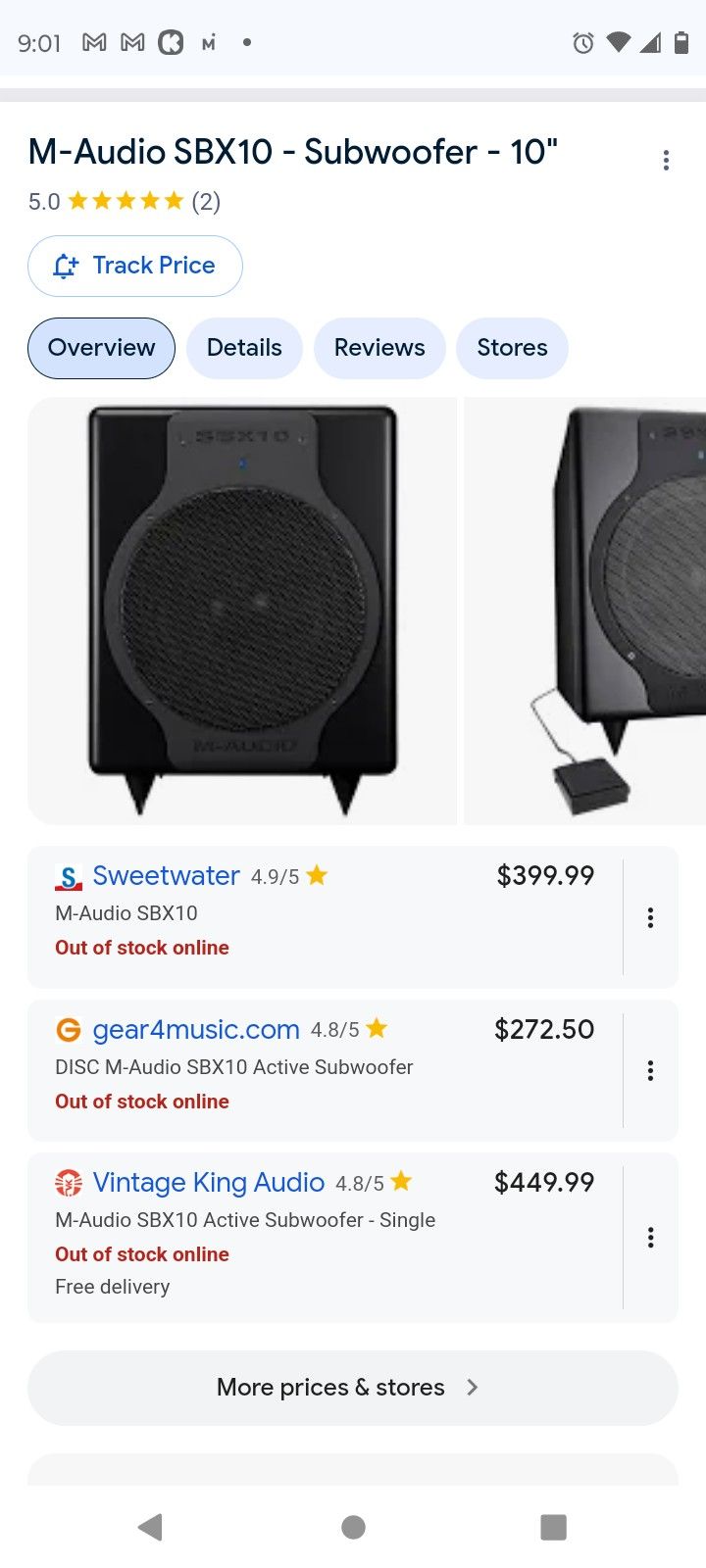 M AUDIO SBX10 subwoofer - Main Image