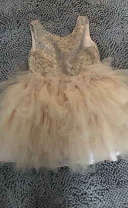 Girls Gold Tutu Holiday Dress