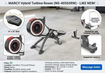 Marcy Air Resistance Rowing Machine with Transport Wheels. New in Box