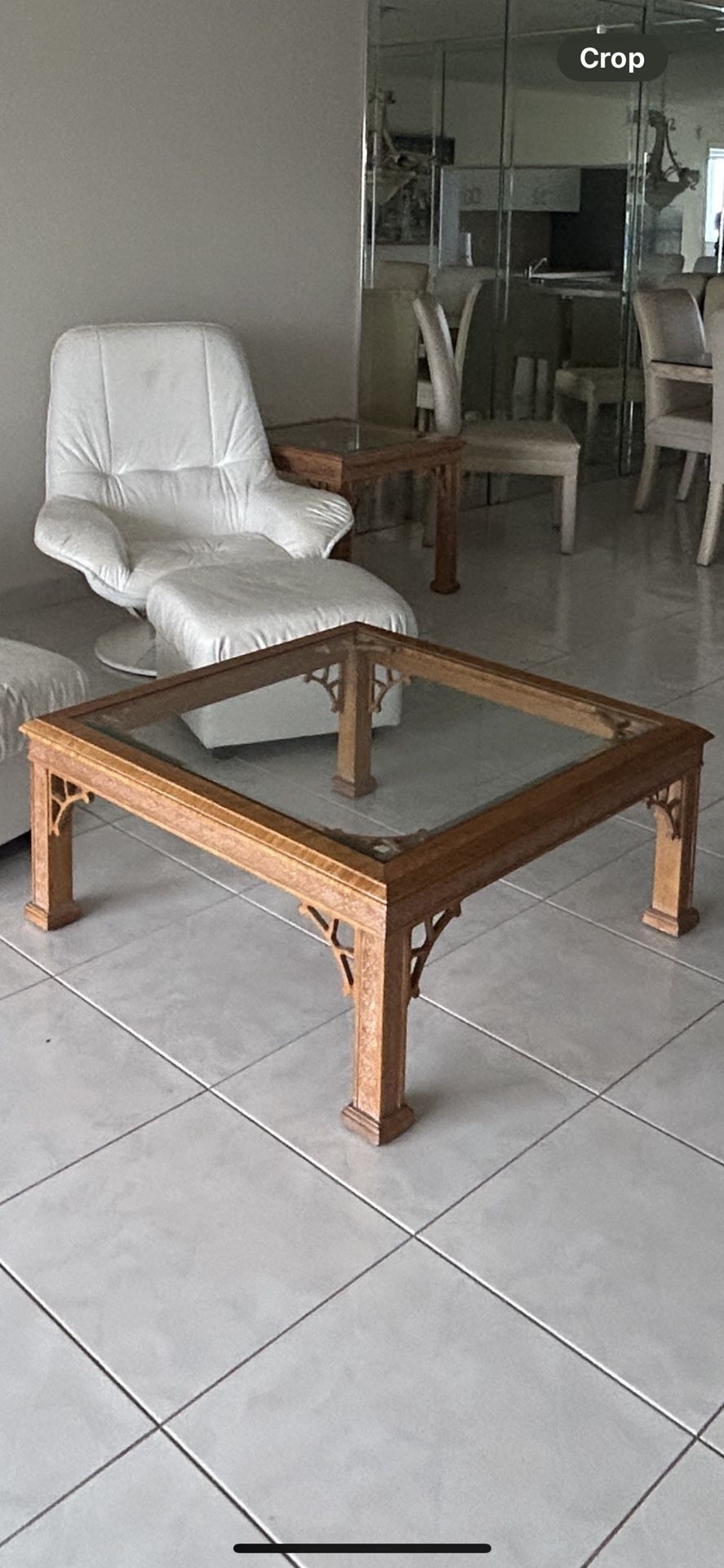 Chinese chippendale Fruitwood Coffee Table And End Tables