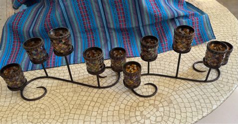 Mosaic Glass Votive Candle Holder Set