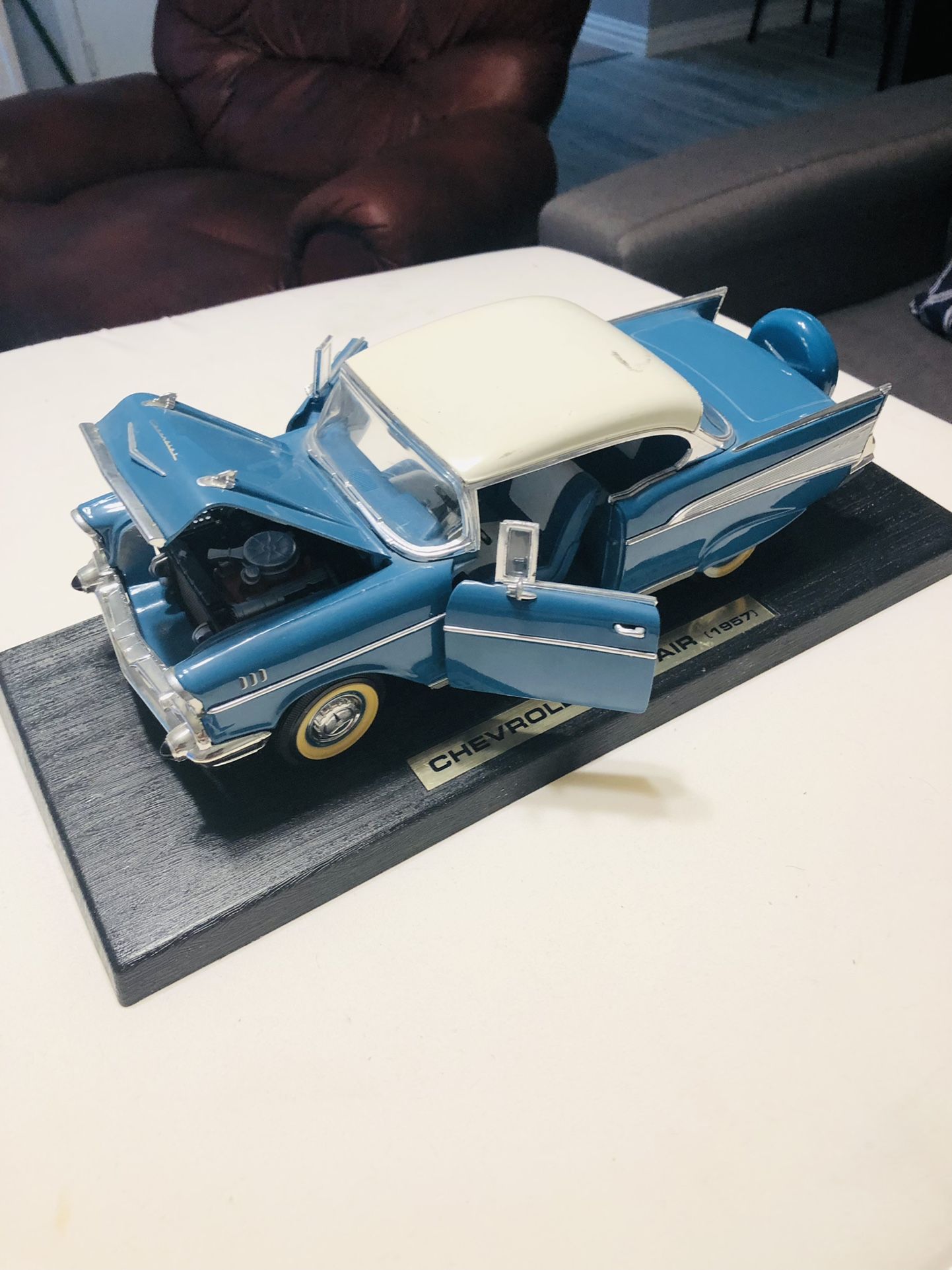 1957 Blue Chevrolet Bel Air Toy Car With Stand.  Make an Offer.  Excellent Collectible!