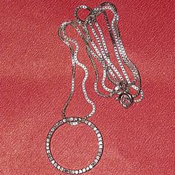 925 Sterling Silver 16" Chain With Diamond Pendant 