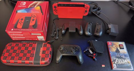 Nintendo Switch OLED - Mario Red Edition w/ Pro Controller, 512GB MicroSD Card, etc