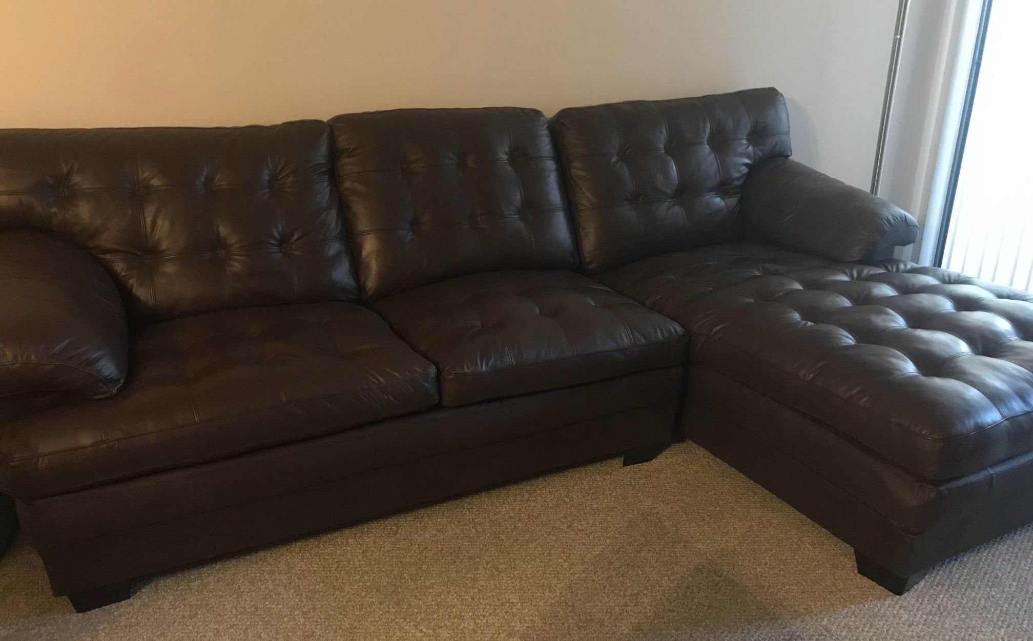 Brown Genuine Leather Sectional Couch made in USA Hi