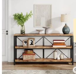 Industrial Console Table with 3 Shelves