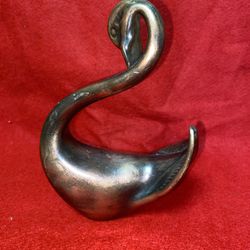 Vintage 6.25 Inch x 4.25 Inch Copper Plated Alabaster Greek Swan Statue Imported From Greece