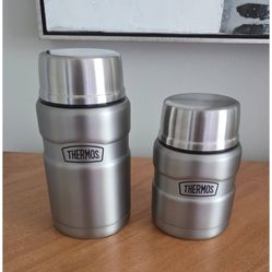 THERMOS Stainless King Vacuum Insulated Matte Steel Food Jar 2pc Set
