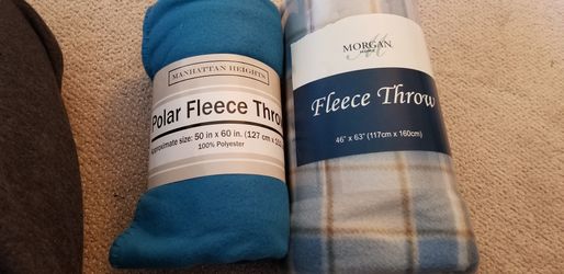 2 fleece throws and one 5 x 4 foot lap throw