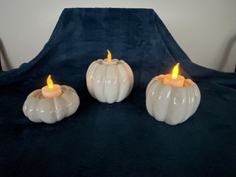Ceramic Pumpkin Trio Candle Holders