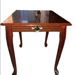 LIMITED TIME: Wooden Glossy Burgundy Brown Side Or End Table 