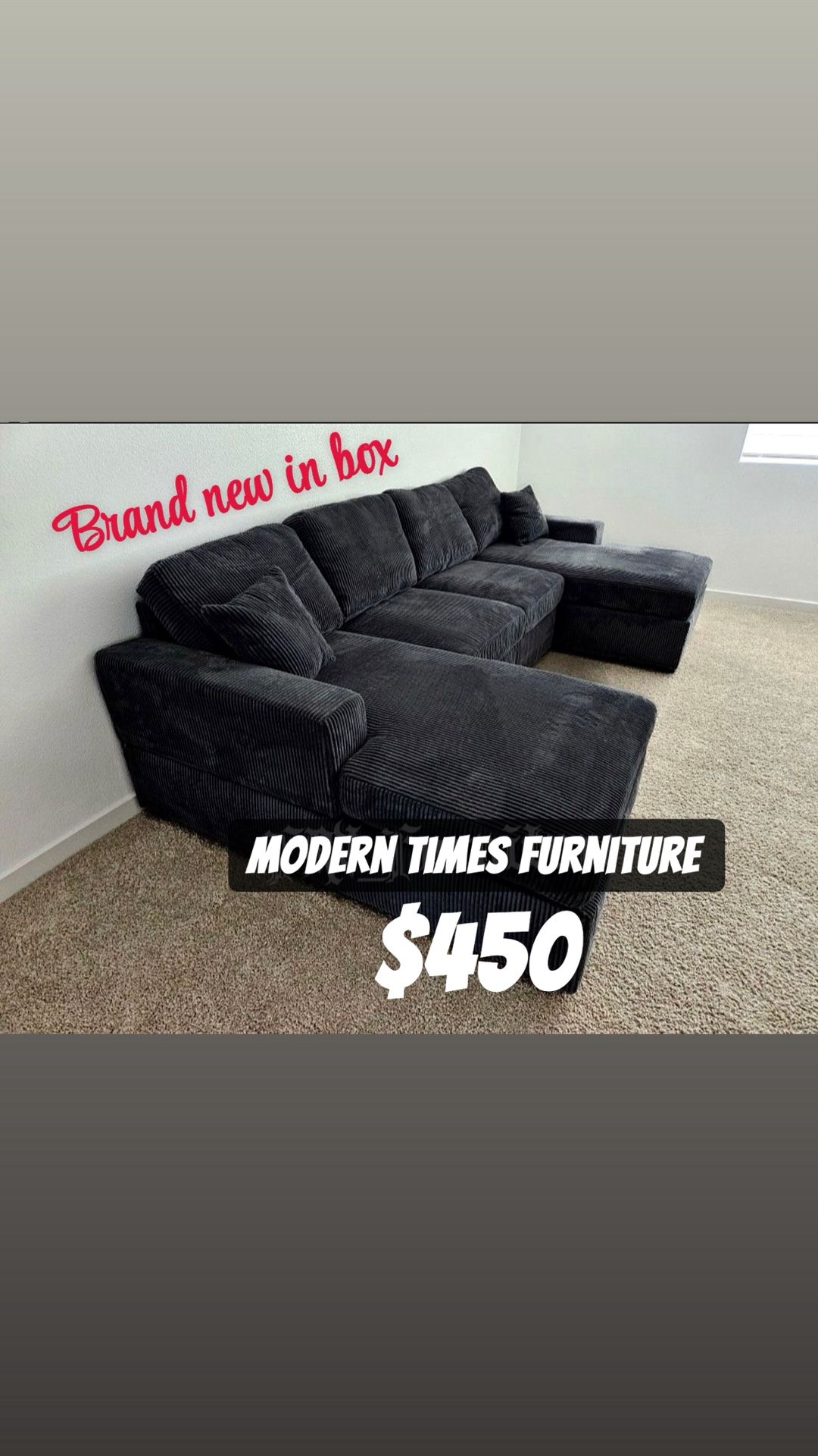 Double Chaise Sectional Sofa / Brand New In Box