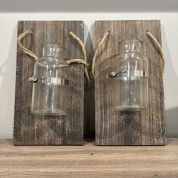 Mason Jar On Wood Panel