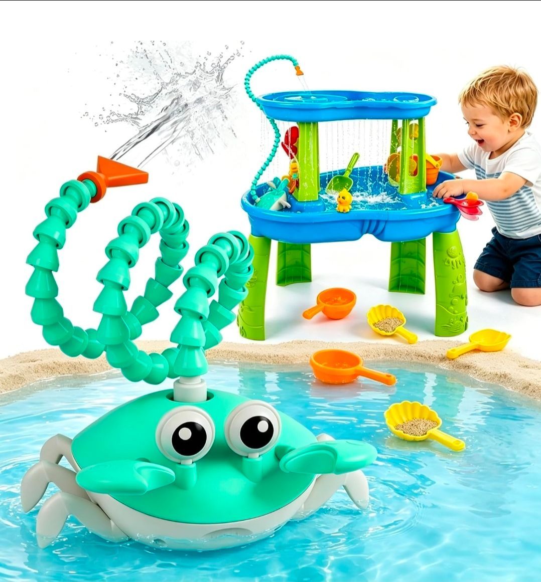 Kids Crab Bath Toy USB Rechargeable Water Sprinkler