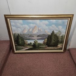 Framed painting on canvas.