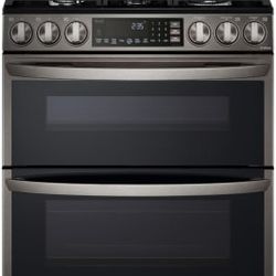 LG 30" Black Stainless Gas Double Oven Slide-In Range New