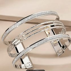 Silver Glitzy Cuff Bracelet