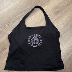 Sol Barrios Los Angeles Black Halter Crop Top size L