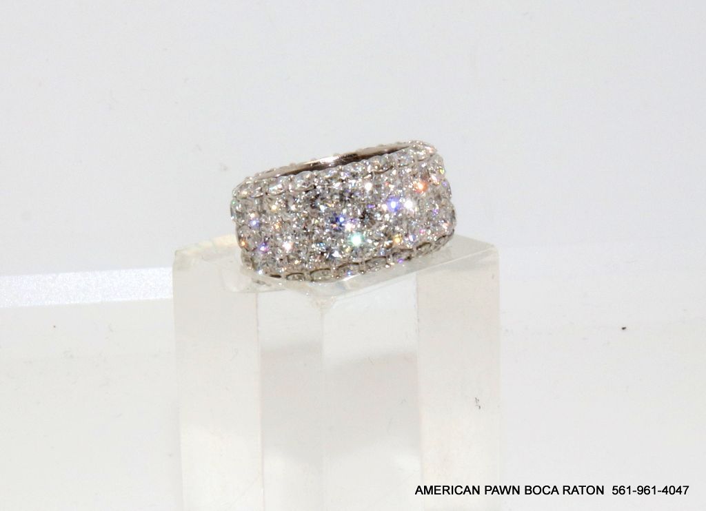Eternity Anniversary Wedding Ring 15Ct Pave Diamond Wide 14k White Gold Size 9 Custom