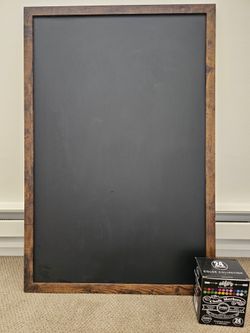 Large Framed Chalkboard + 24 Chalk Markers