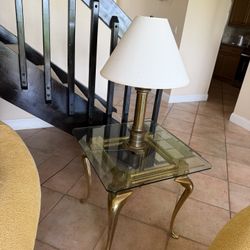 Glass And Brass Side Tables 