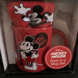 Disney Mickey Mouse Socks & 18oz Ceramic Mug New