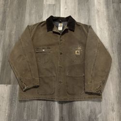 Vintage Carhartt Blanket Lined Chore Coat 2XL Brown Duck Canvas Jacket Made USA