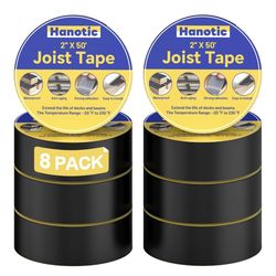 Joist Tape for Decking 2" × 50', 8 Rolls Weatherproof Butyl Sealant Tape - Waterproof and Anti-Corrosion for Extend Deck Life for Wood Joists Beams Ro
