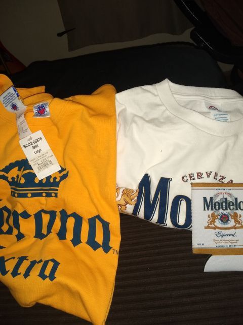 MODELO/CORONA T-SHIRTS & BEER HOLDER