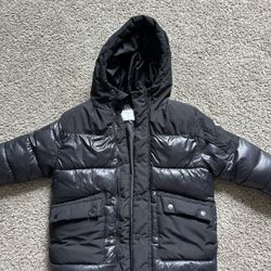 Shiny puffer jacket online with fur hood zara