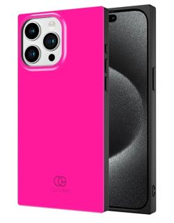 cocomii square neon plain iphone 13 pro c a s e neon pink